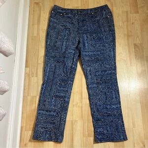 Women's C. Wonder Jeans - Navy Blue/White iKat Print - Skinny Crop - Size 12